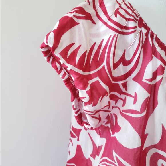 Theory Melka Blouse Hibiscus Tropical Pink Cotton Medium - Picture 6 of 12